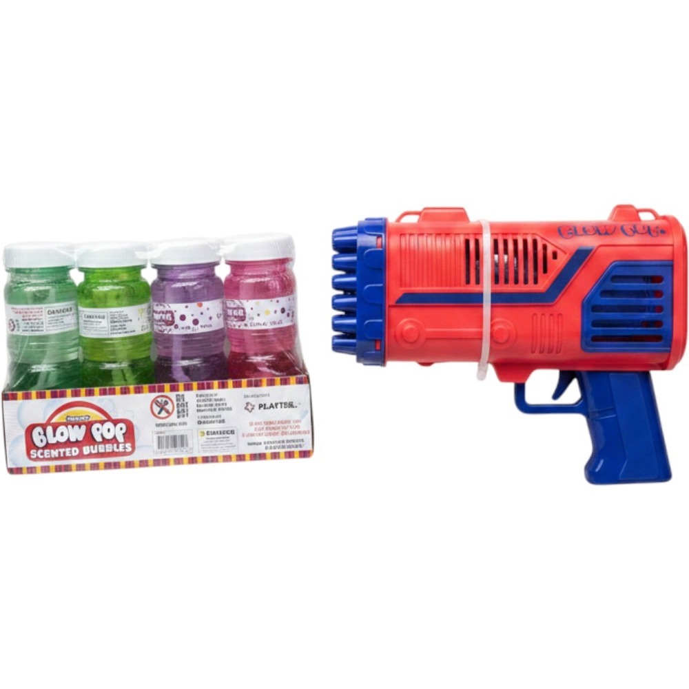 Charms Blow Pop Scented Bubble Blaster Gun with 4 Pack Scented Bubbles Set NEW